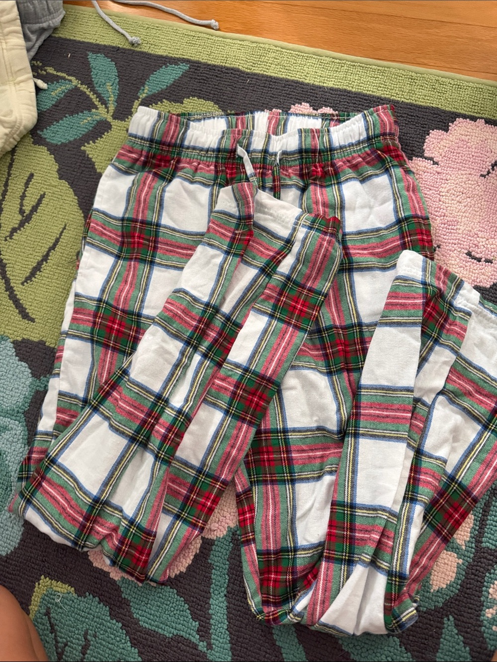 George White Shorts with Red, Green and Blue Stripes